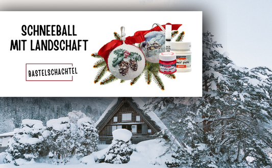 Schneeball mit Landschaft - Bastelschachtel