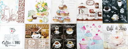 Servietten Set mit Decoupage-Kleber - Kaffee und Tee