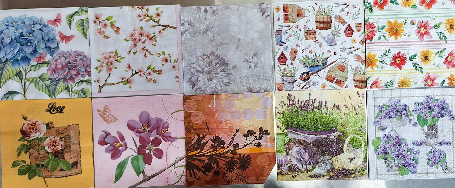 Servietten Set mit Decoupage-Kleber - Garten