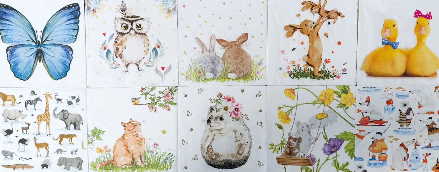 Servietten Set mit Decoupage-Kleber - Animal art