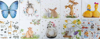 Servietten Set mit Decoupage-Kleber - Animal art