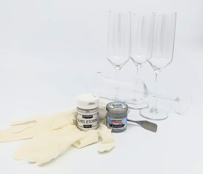 DIY- Glasätzungspasten Set mit Gläsern