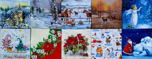 Servietten Set mit Decoupage-Kleber - Winter Wunderland