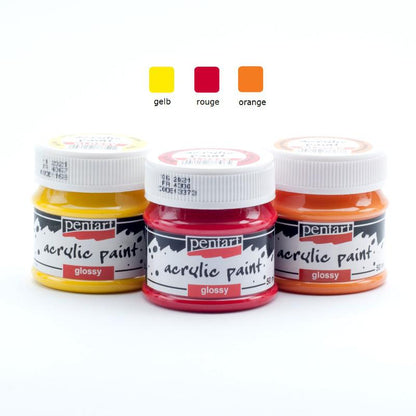 Acrylfarben Set glänzend 3x50ml - Set 3. - Bastelschachtel - Acrylfarben Set glänzend 3x50ml - Set 3.