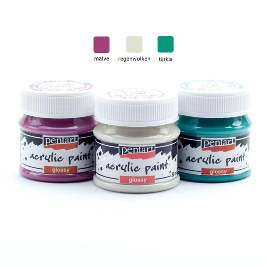 Acrylfarben Set glänzend 3x50ml - Set 8. - Bastelschachtel - Acrylfarben Set glänzend 3x50ml - Set 8.