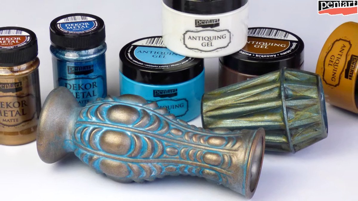 Pentart Antik-Effekt Gel 150ml - patina blau - Bastelschachtel - Pentart Antik-Effekt Gel 150ml - patina blau