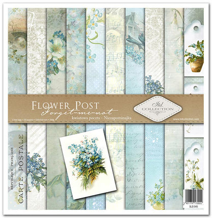 Scrapbook Papierblock 12,2"x12,6" - Flower post - forget-me-not - Bastelschachtel - Scrapbook Papierblock 12,2"x12,6" - Flower post - forget-me-not