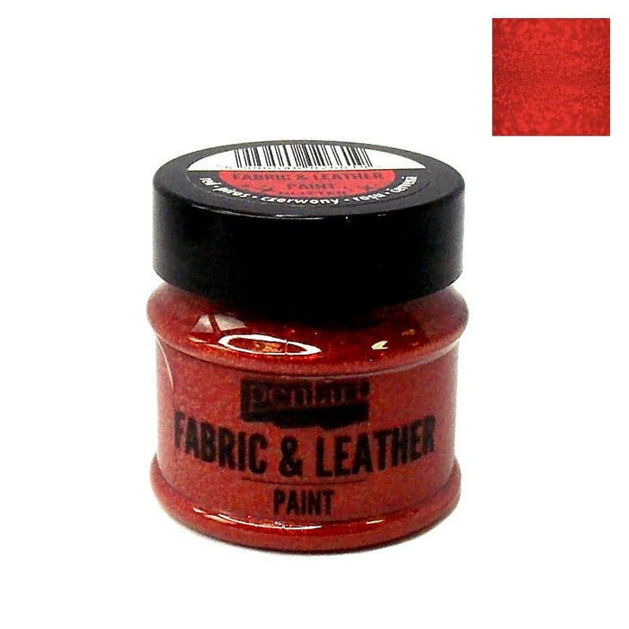 Pentart Textil- und Lederfarbe 50ml - glitter rot – Bastelschachtel