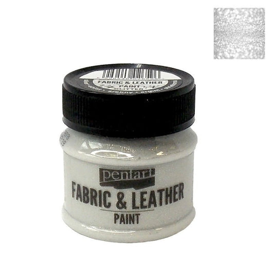 Pentart Textil- und Lederfarbe 50ml - glitter silber - Bastelschachtel - Pentart Textil- und Lederfarbe 50ml - glitter silber