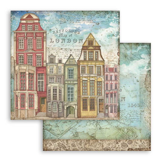 Scrapbook Papier 30,5x30,5cm - Lady Vagabond London houses - Bastelschachtel - Scrapbook Papier 30,5x30,5cm - Lady Vagabond London houses